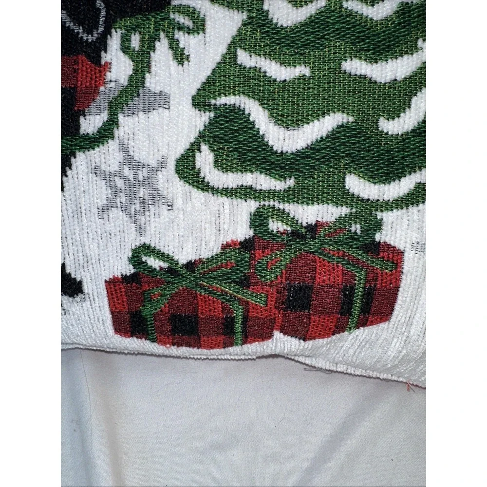 Christmas Holiday 2 Labrador Retrievers Needlepoint Pillow Woven Back16x12